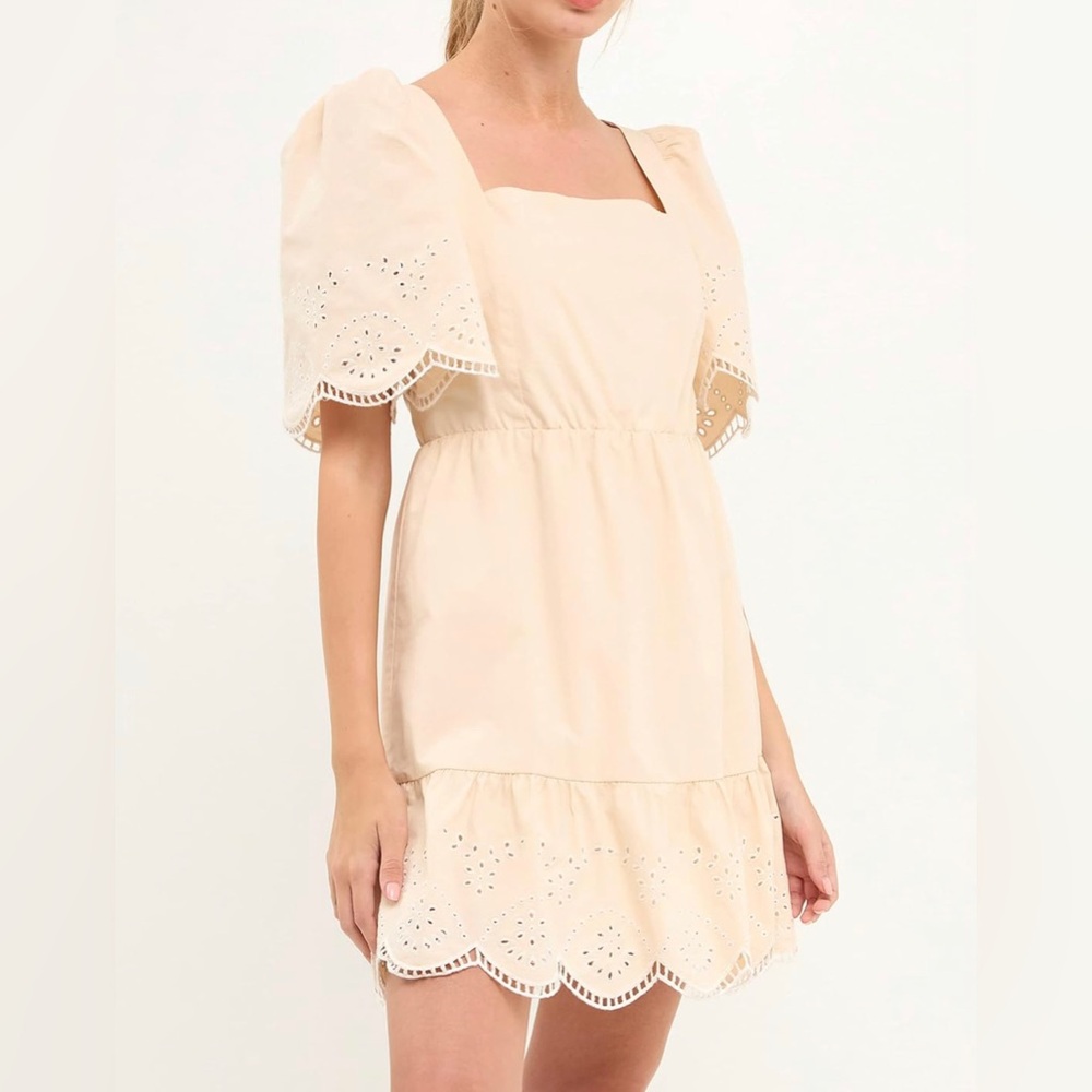 NWT English Factory Embroidered Ruffle Mini Dress Size XS